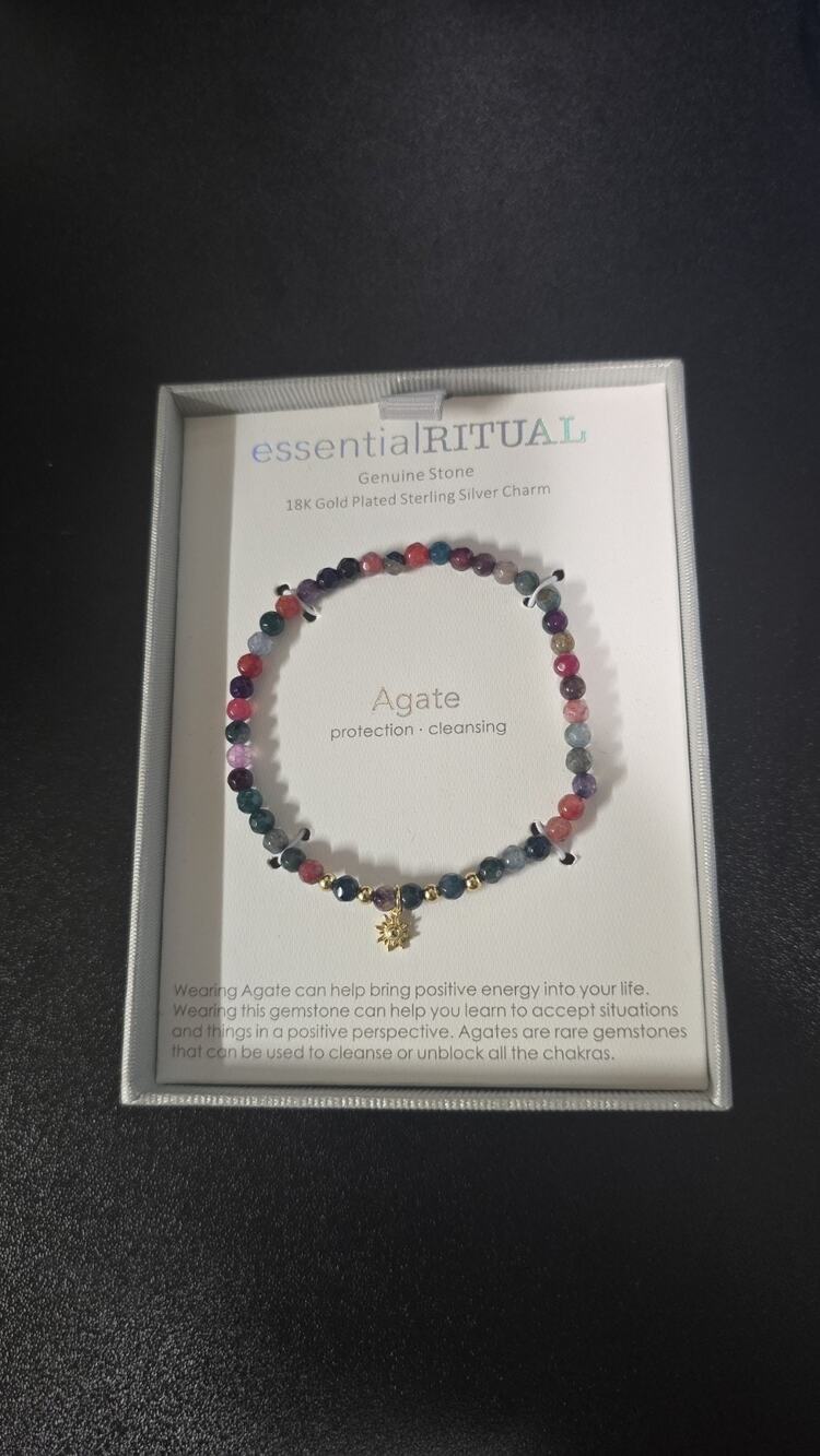 Essential Ritual Agate Cleansing 18K Gold/Sterling Silver Charm Bead Bracelet